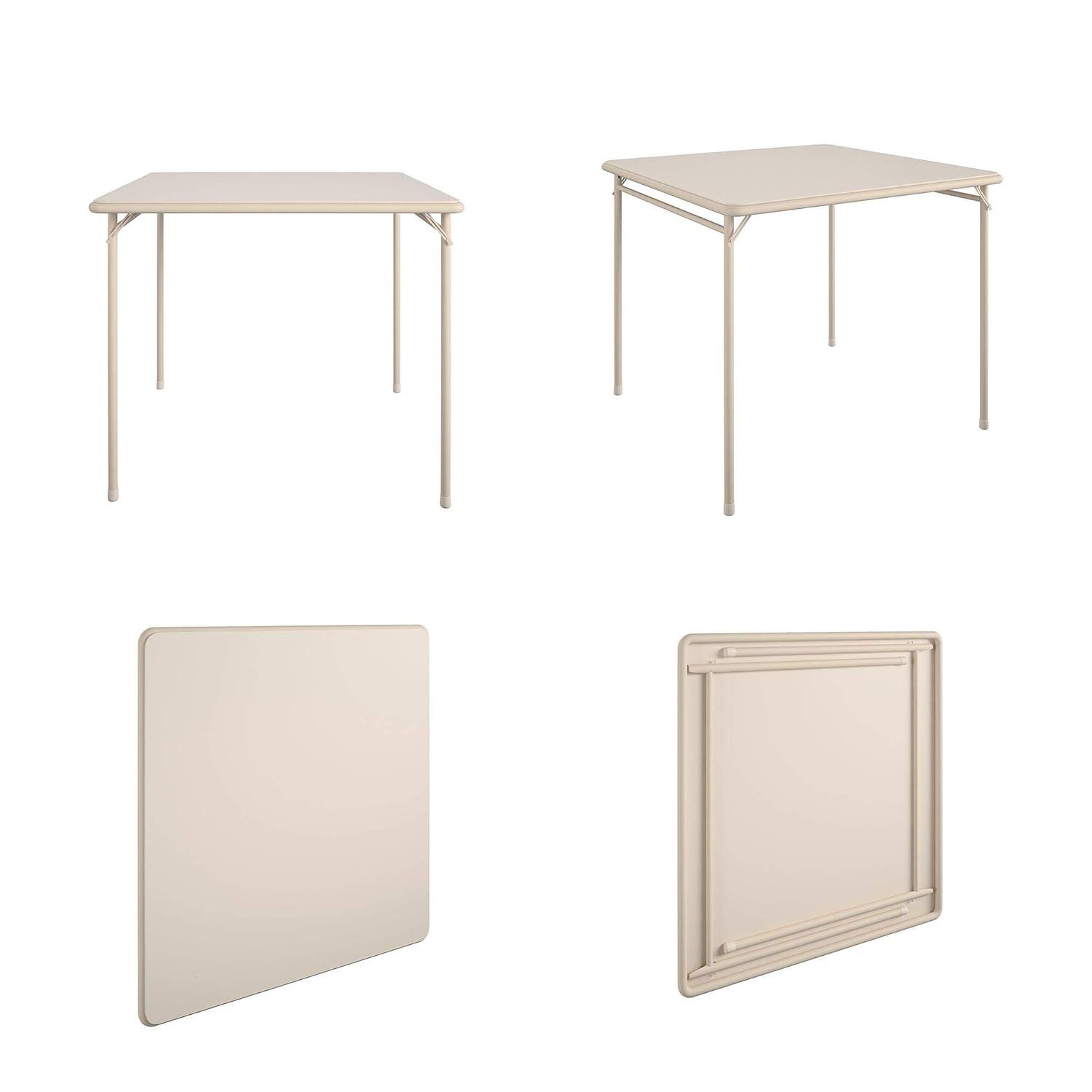 COSCO 34" Square Folding Vinyl Top Card Table, Antique Linen