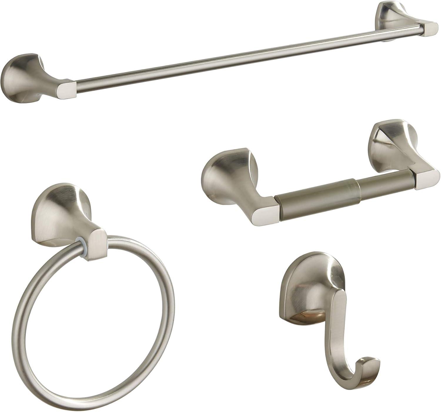 Brushed Nickel 4-Piece Bathroom Hardware Set with Adjustable Towel Bar