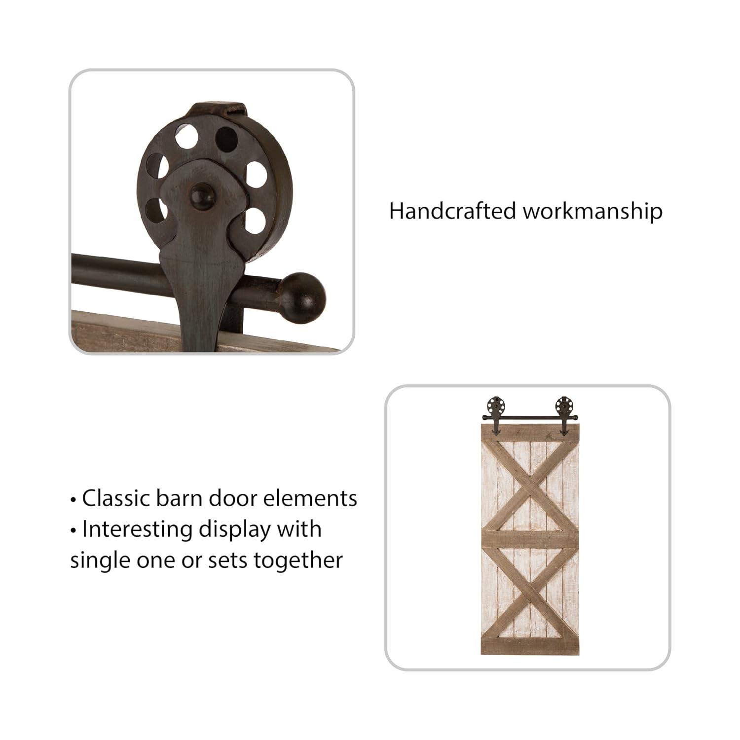 Glitzhome 35" H Farmhouse Wooden Barn Door Wall Decor,Rustic Barn Door Wall Art Decoration Vintage Wall Panels Accents Sign Window Shutters for Cottage Living Room Home Hanging Décor