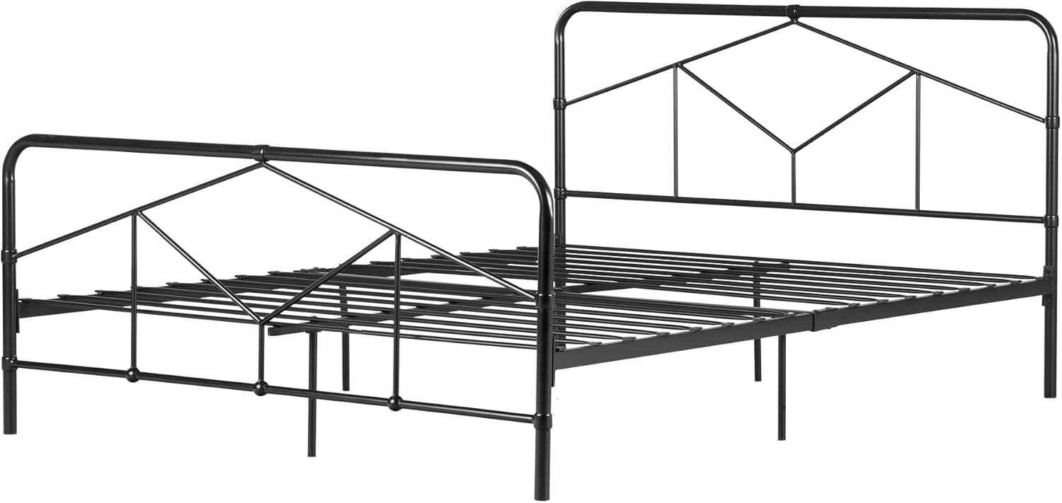 Sazena Full Matte Black Geometric Metal Platform Bed