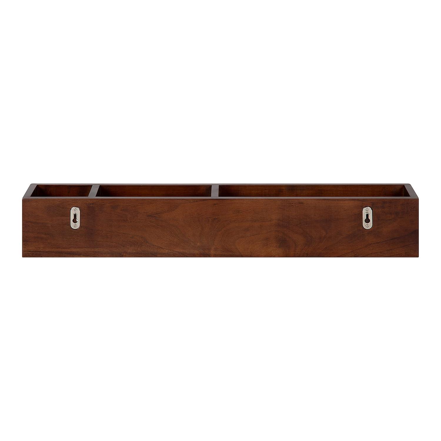 26" x 4" Hutton Wall Pocket Shelf Walnut Brown - Kate & Laurel All Things Decor: Wood Message Center, Corkboard, Office Organizer