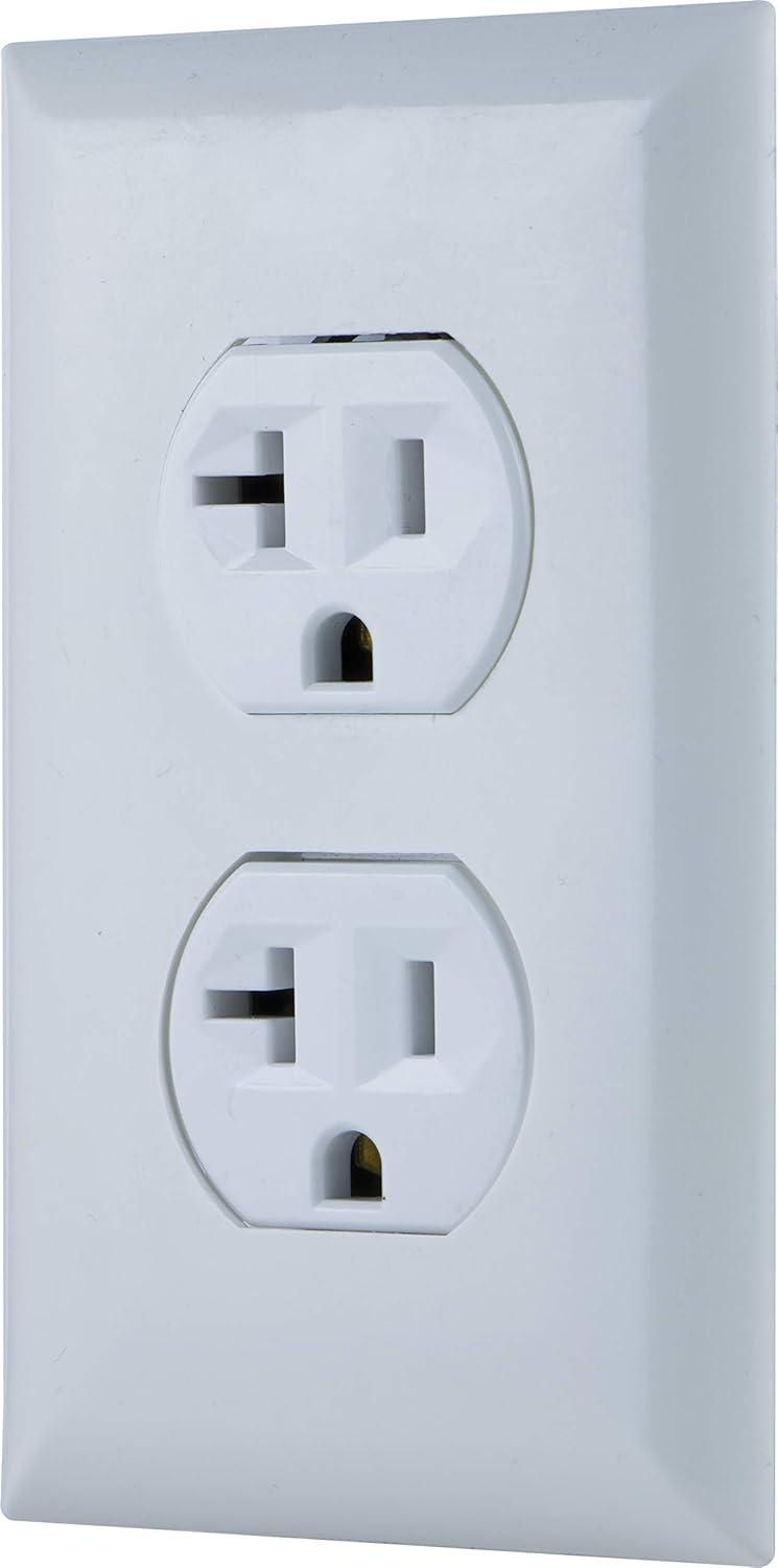 GE Grounding Heavy-Duty Duplex Receptacle Outlet, White, 20A, 10921