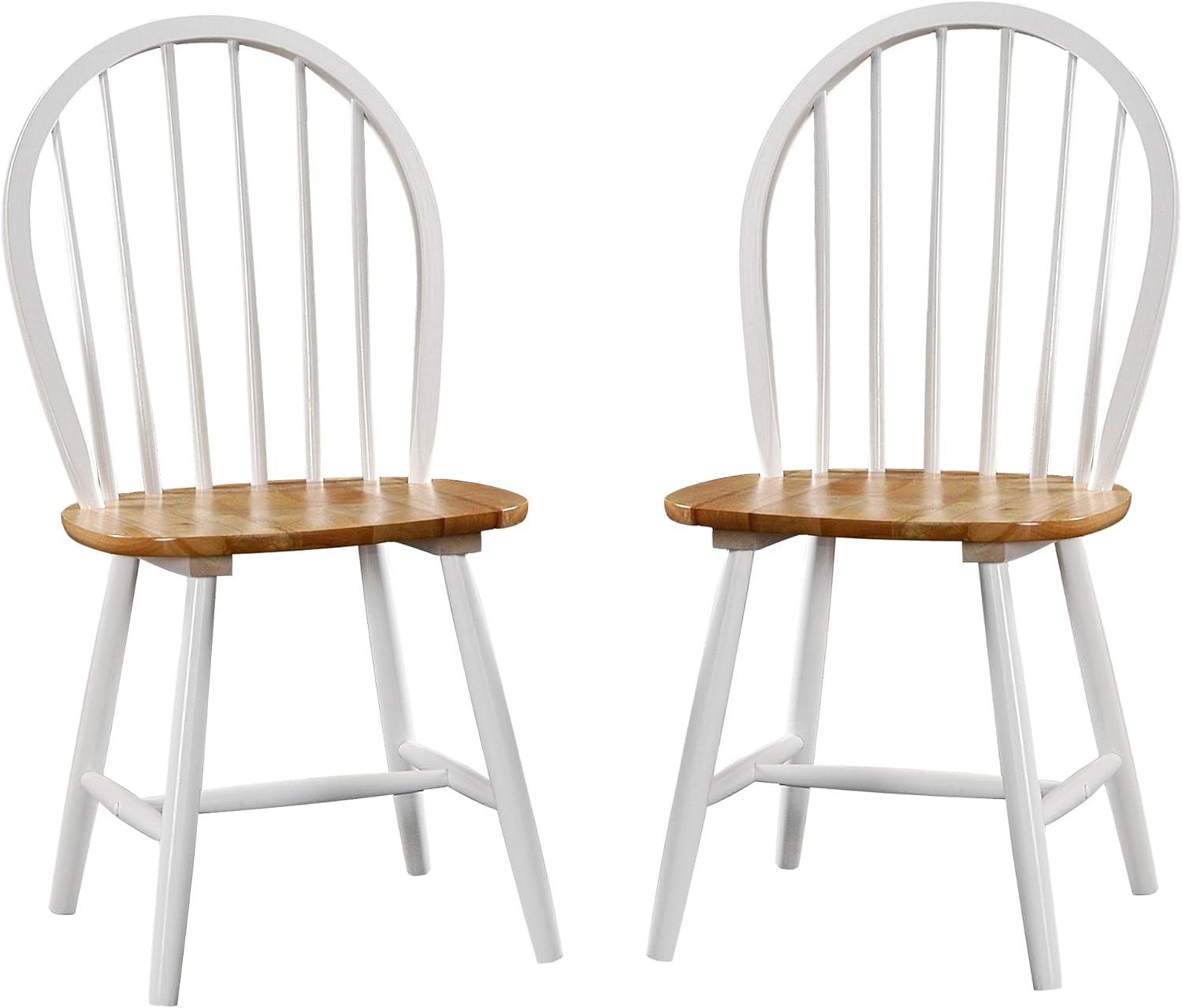 Boraam Windsor Farmhouse Dining Chair Set of Two - White & Natural