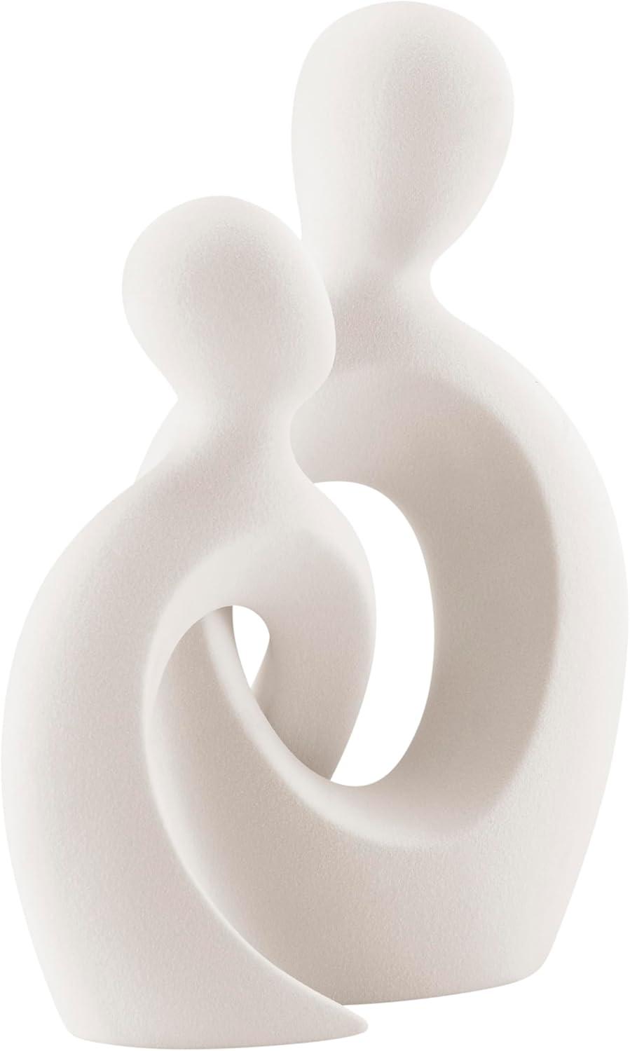 Hans Cream Abstract Intersecting Circle Tender Couple Decorative Accent Matte Ceramic Sculpture Figure