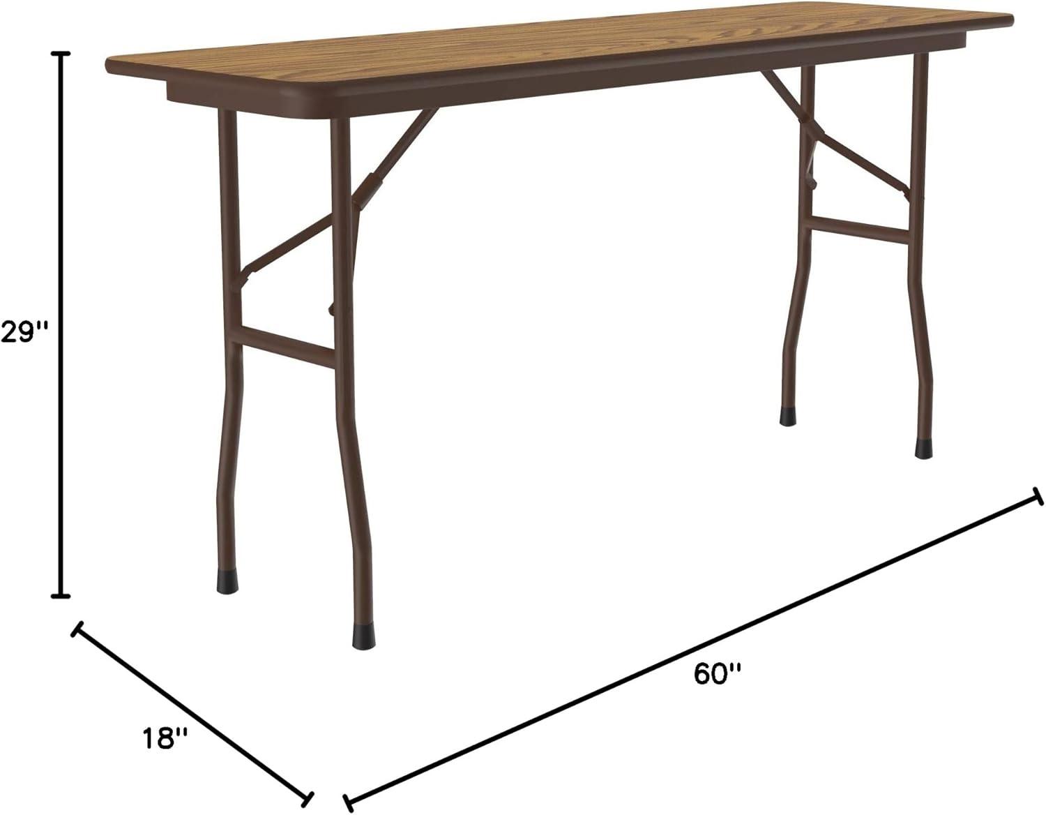 Medium Oak and Brown Steel Rectangular Folding Table