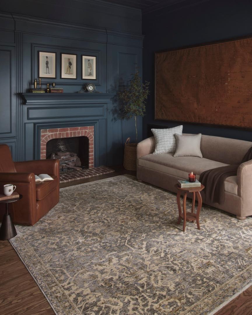 Junie I Rug Magnolia Home by Joanna Gaines x Loloi - Blue and Natural / 6'7" x 9'10"