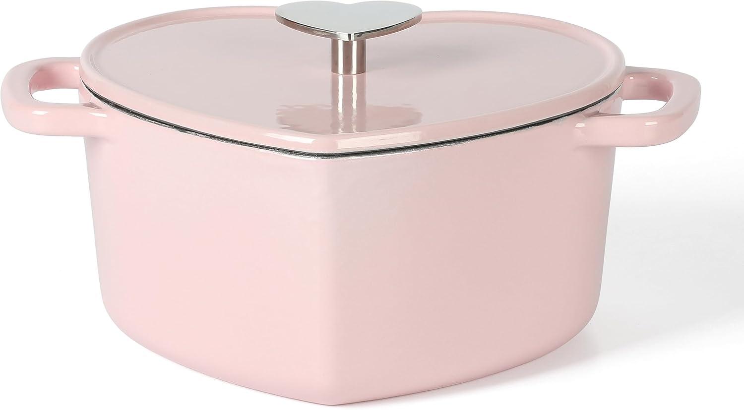 Martha Stewart Martha Stewart Heart Shape 2 QT Enamel Cast Iron Dutch Oven - Pink