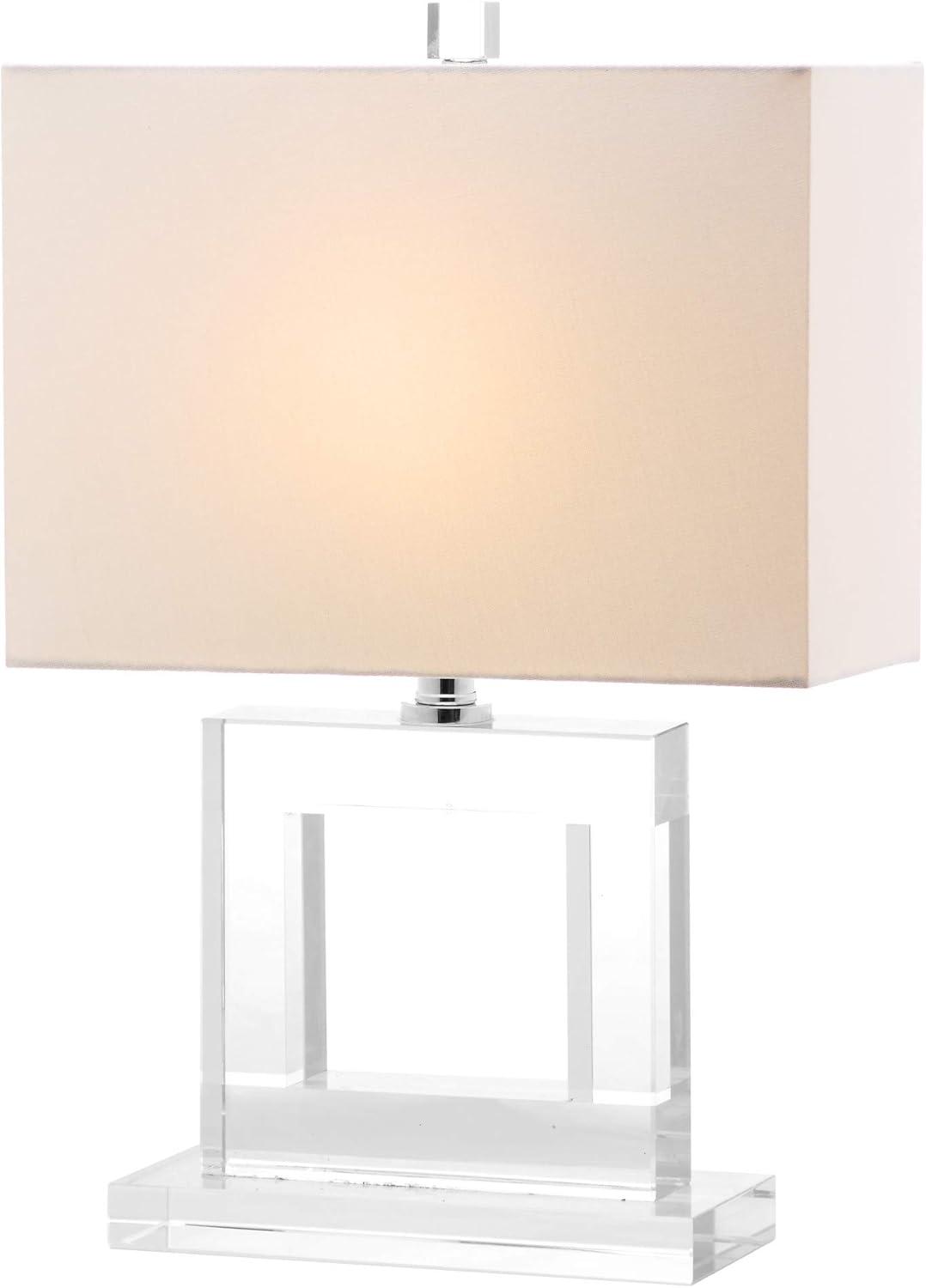 Sophisticated Square Crystal Table Lamp with White Linen Shade