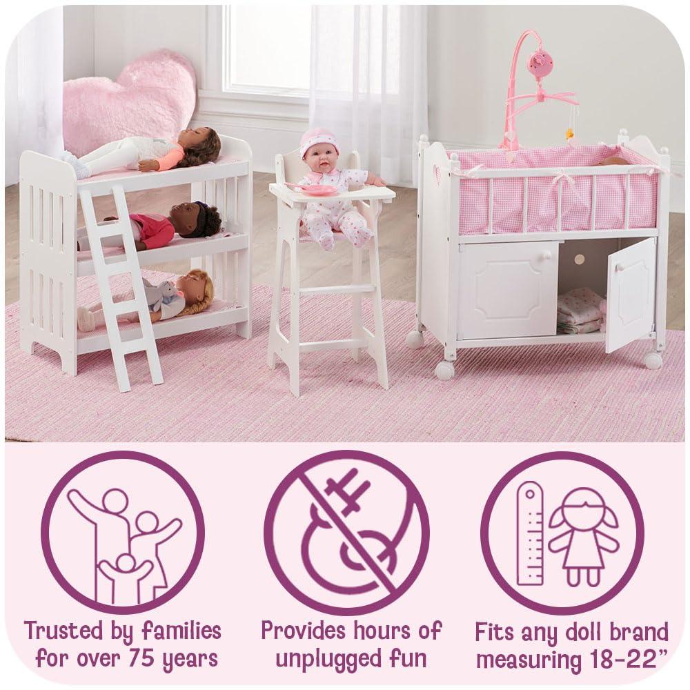Badger Basket Doll Crib with Two Baskets and Free Personalization Kit - Executive Gray