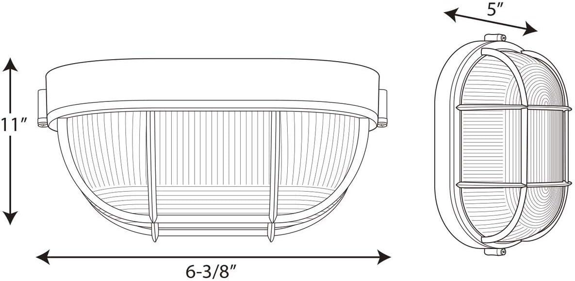 Progress Lighting Bulkheads 1-Light Flush Mount Wall Light Black White Shade