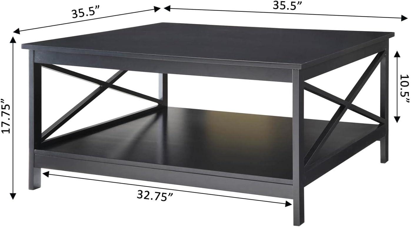 Convenience Concepts Oxford 36" Square Coffee Table, Black