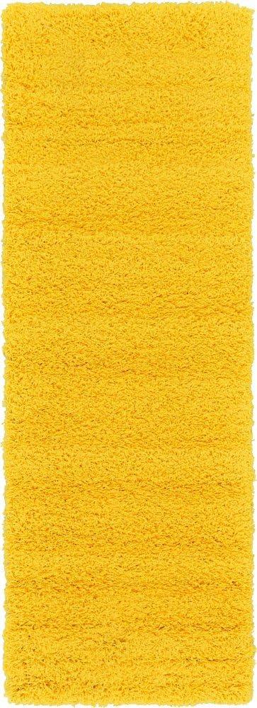 Tuscan Sun Yellow Luxurious Shag Runner Rug 2' x 6' 5"