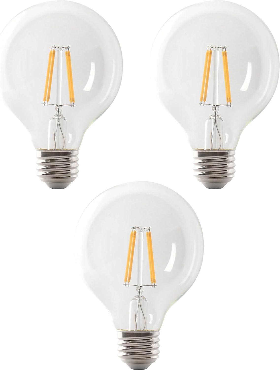 Feit Electric Clear Glass Globe LED Bulbs, Pack of 3