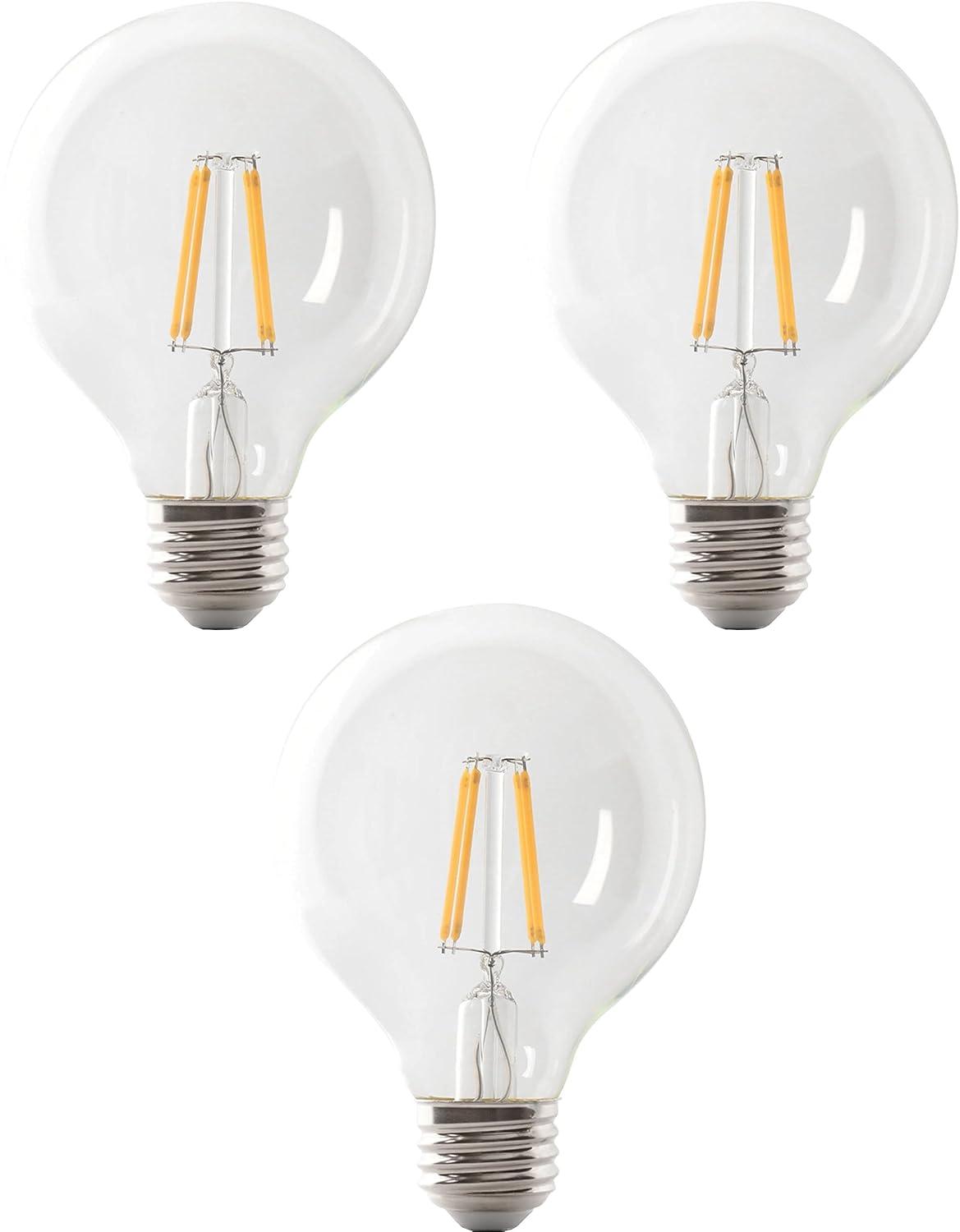 Feit Electric Clear Glass Globe LED Bulbs, Pack of 3