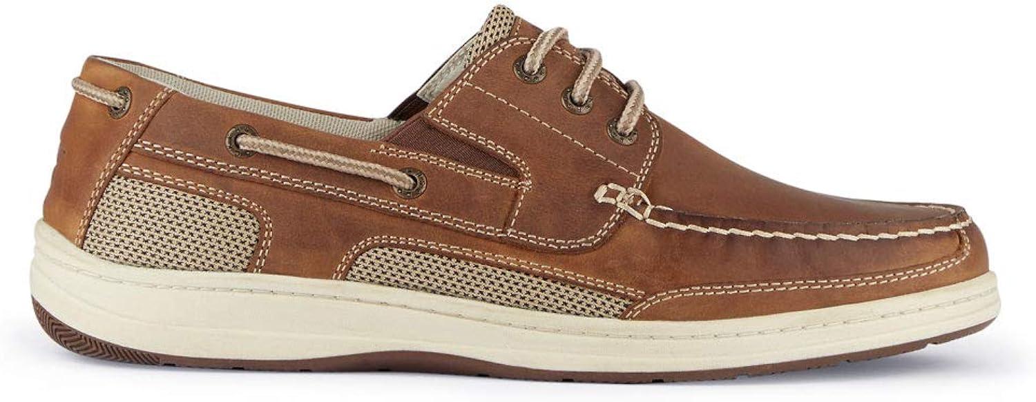 Dockers Mens Beacon Leather Casual Classic Boat Shoe with Stain Defender, Dark Tan, Size 11.5