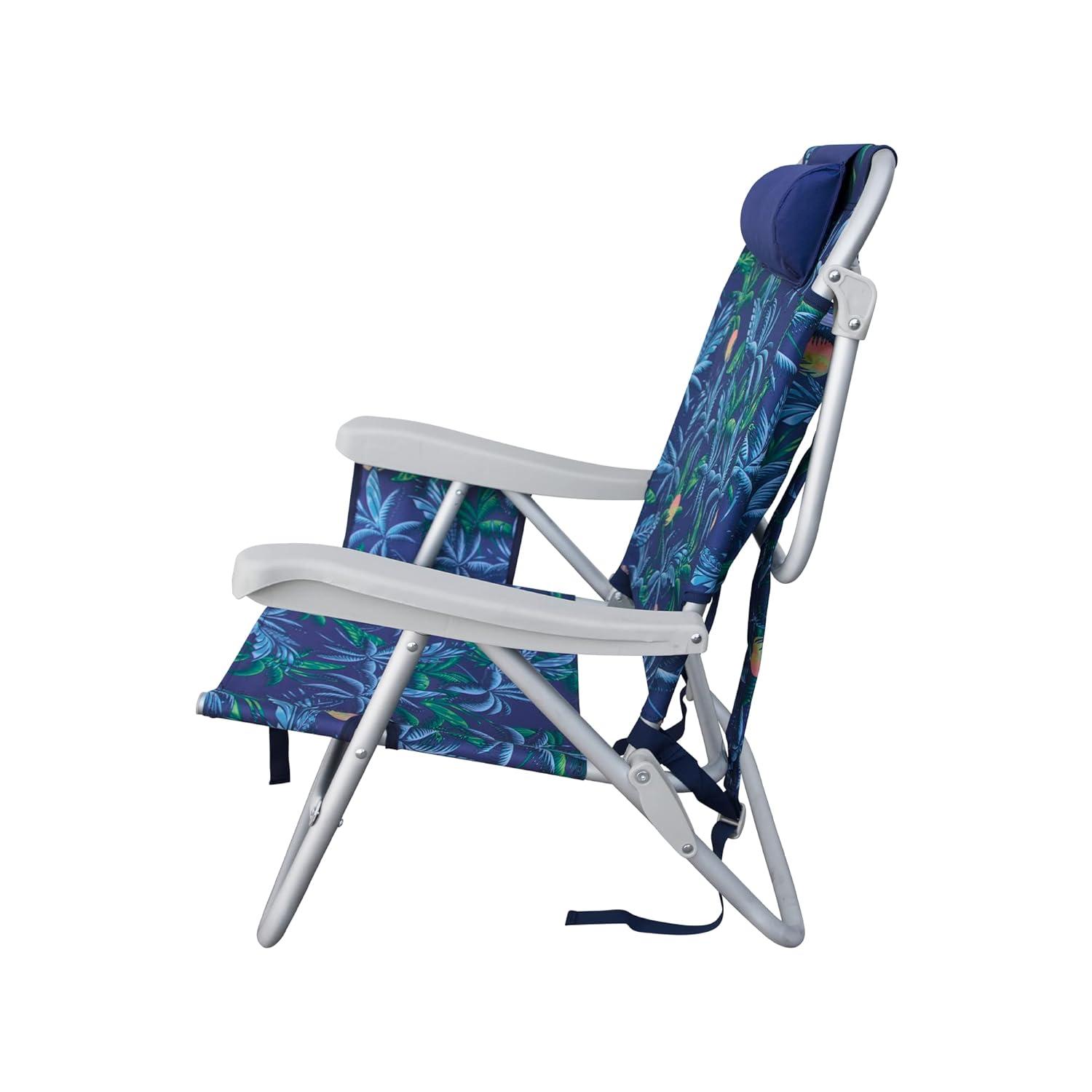 E-Z UP CHHRDLXPMBL Hurley Deluxe Backpack Beach Chair – Deluxe Palms Blue