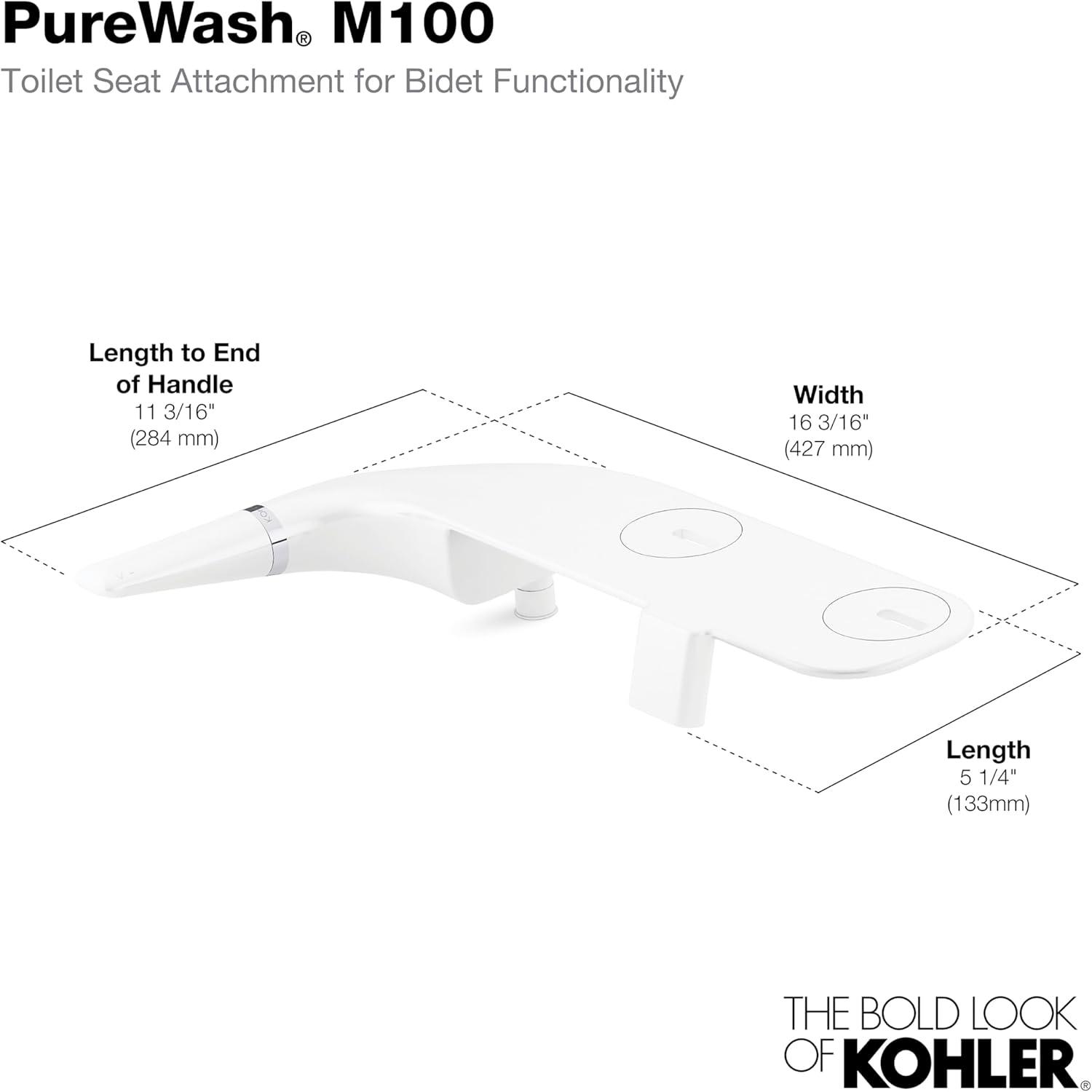 Purewash M100 Manual Bidet Attachment For Toilet Seats, Dual Nozzle with Self-Cleaning Wands