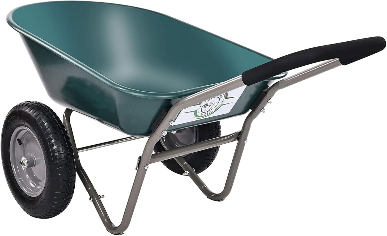 Costway 2 Tire Wheelbarrow Cart Heavy-duty Dolly Utility Cart Green