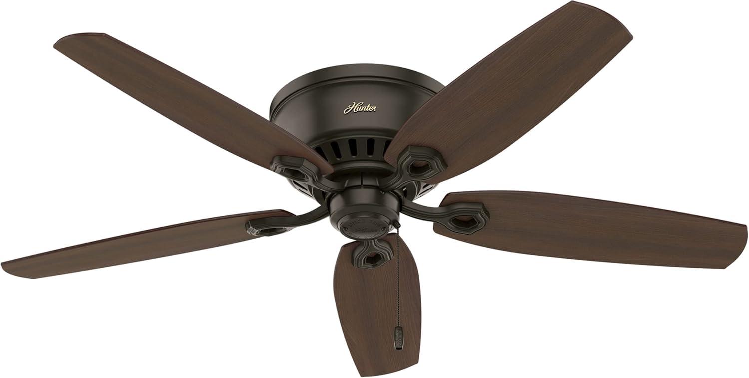 Builder Low Profile 52" 5 - Blade Flush Mount Ceiling Fan with Lights and Pull Chains