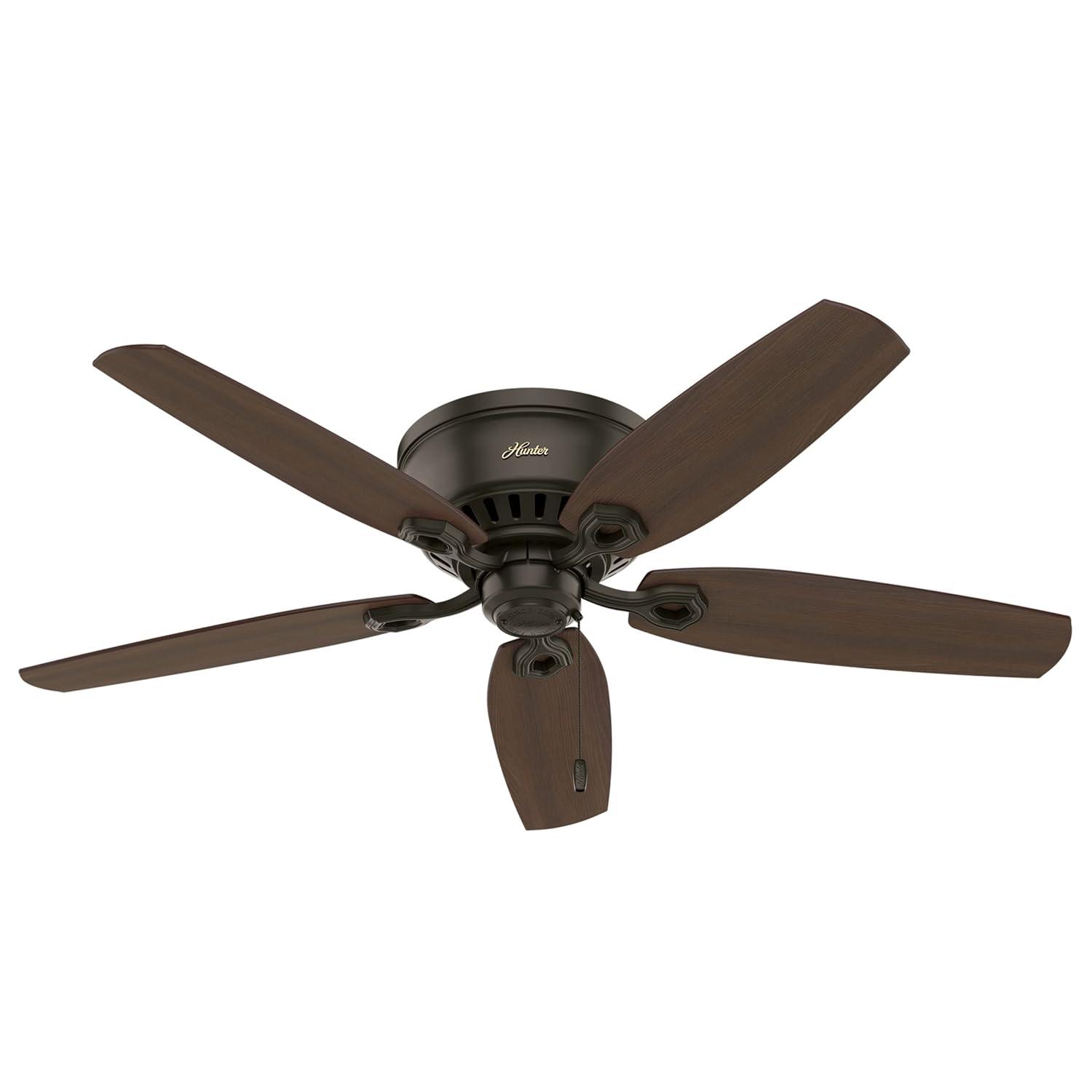 Builder Low Profile 52" 5 - Blade Flush Mount Ceiling Fan with Lights and Pull Chains