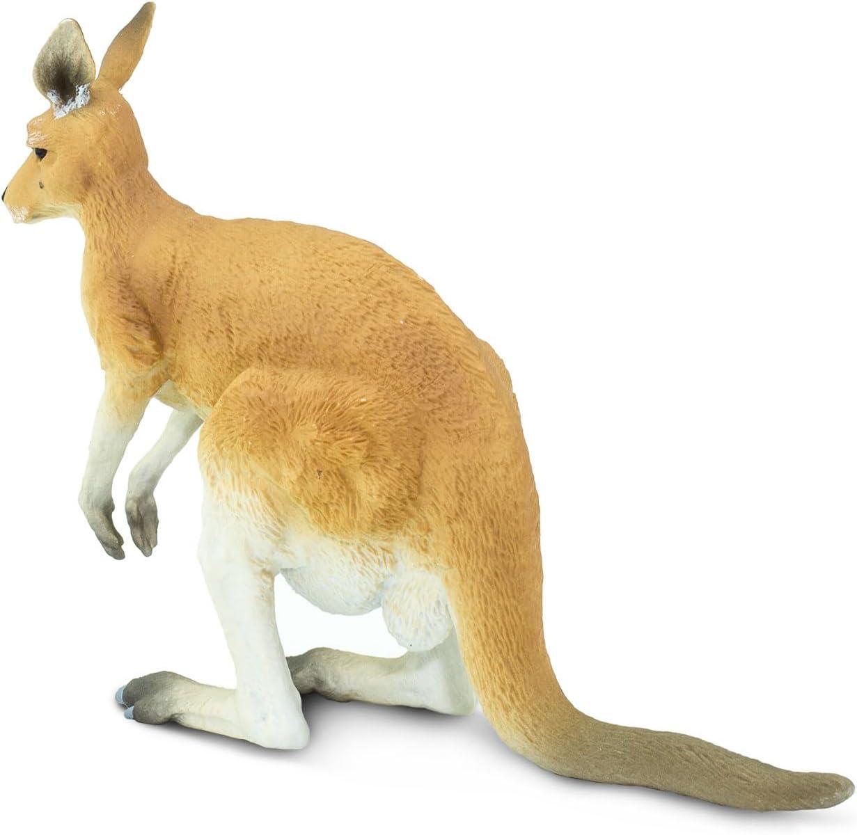 Hand-Painted Light Orange Red Kangaroo with Joey Educational Toy