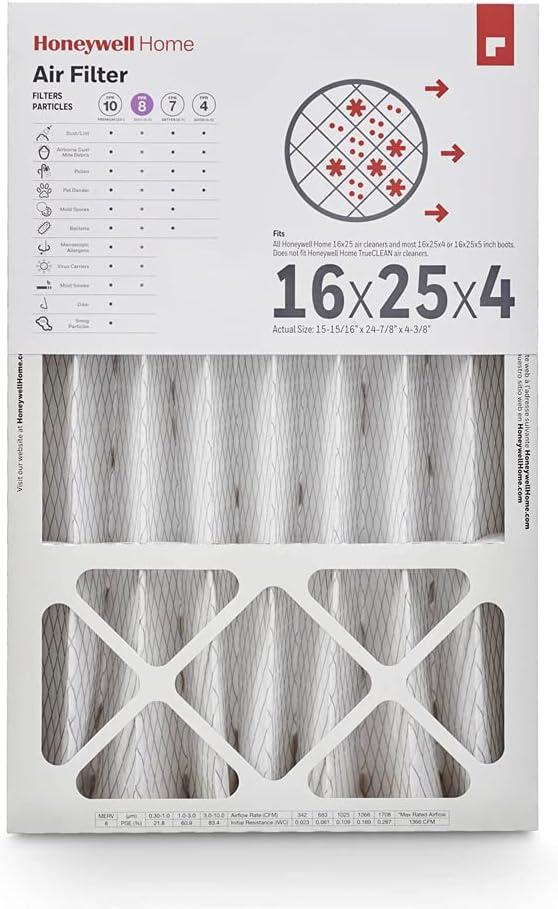 Honeywell Home 16x25x4 MERV 8 Electrostatic Furnace Air Filter