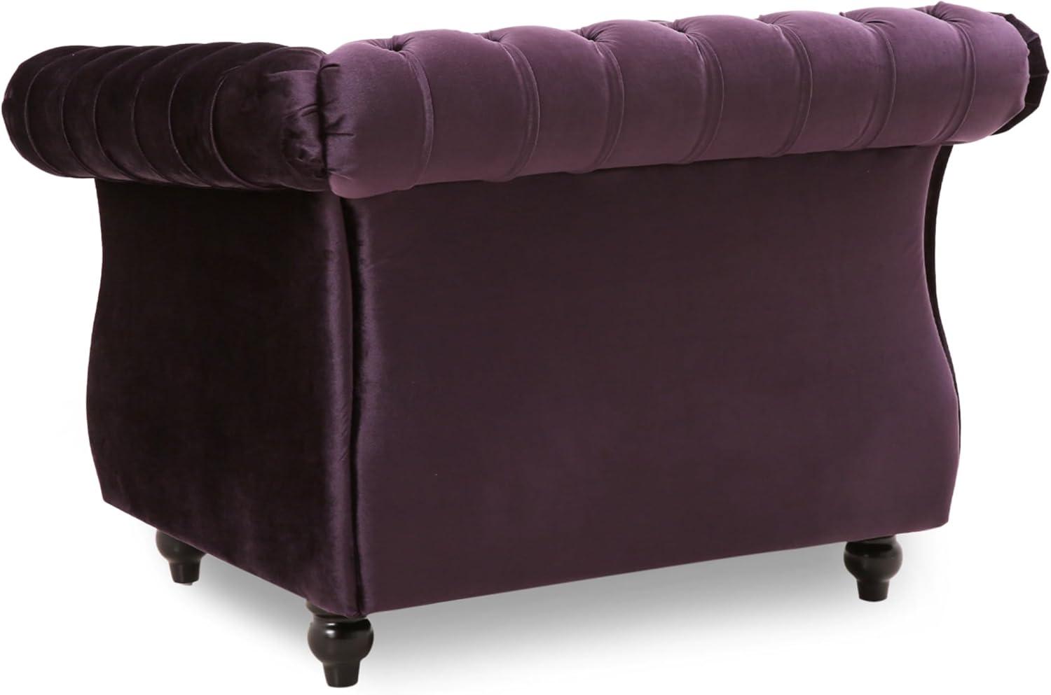 Westminster Chesterfield Club Chair Blackberry - Christopher Knight Home: Velvet Upholstery, Nailhead Trim