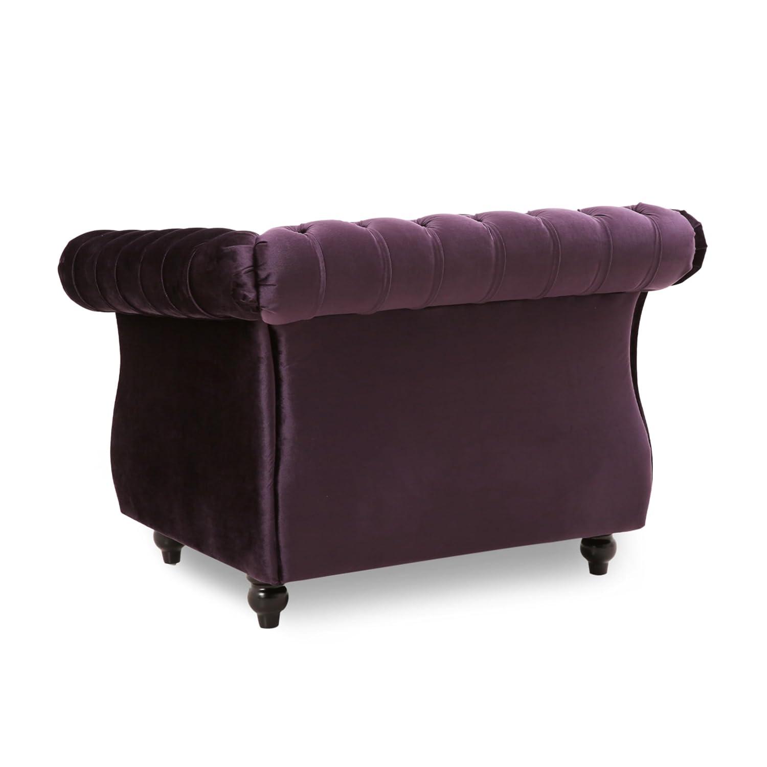 Westminster Chesterfield Club Chair Blackberry - Christopher Knight Home: Velvet Upholstery, Nailhead Trim