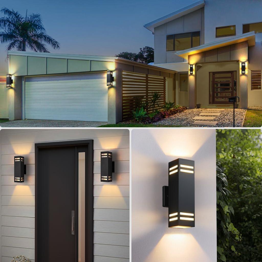 Black Aluminum Dual Light Modern Outdoor Sconce