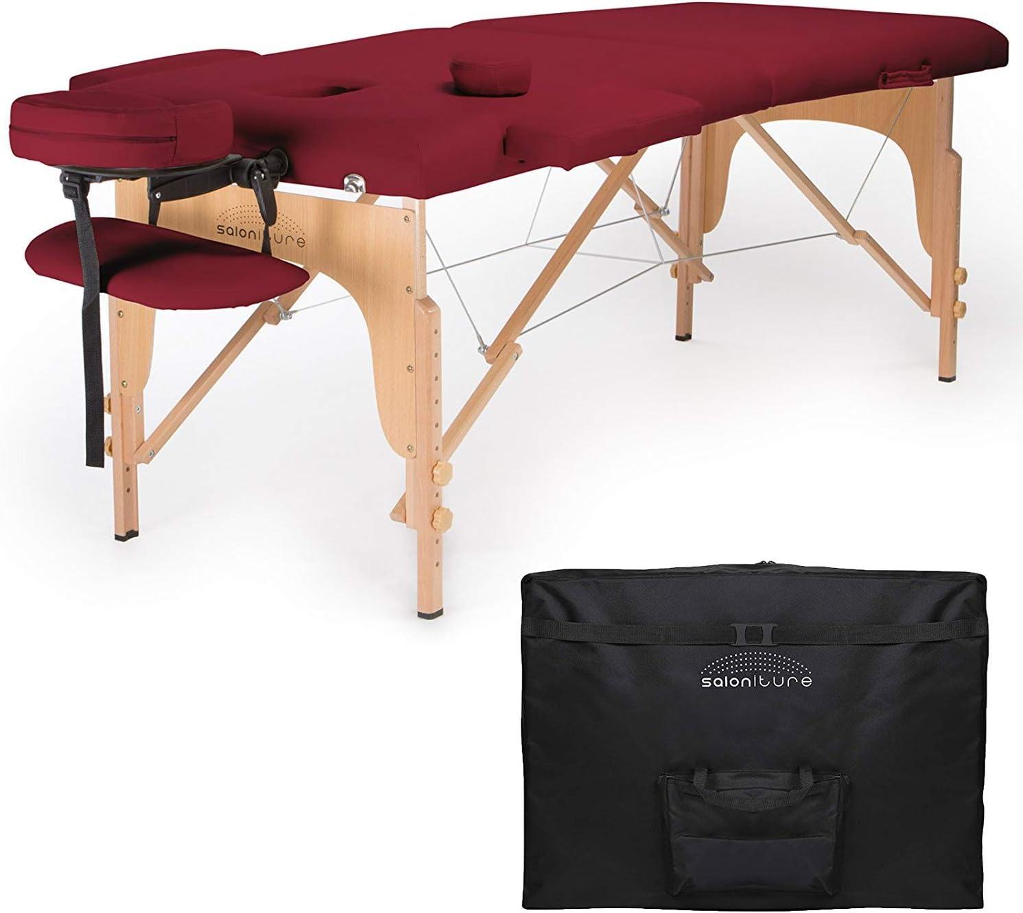 Saloniture Portable Professional Folding Massage Table with Carrying Case