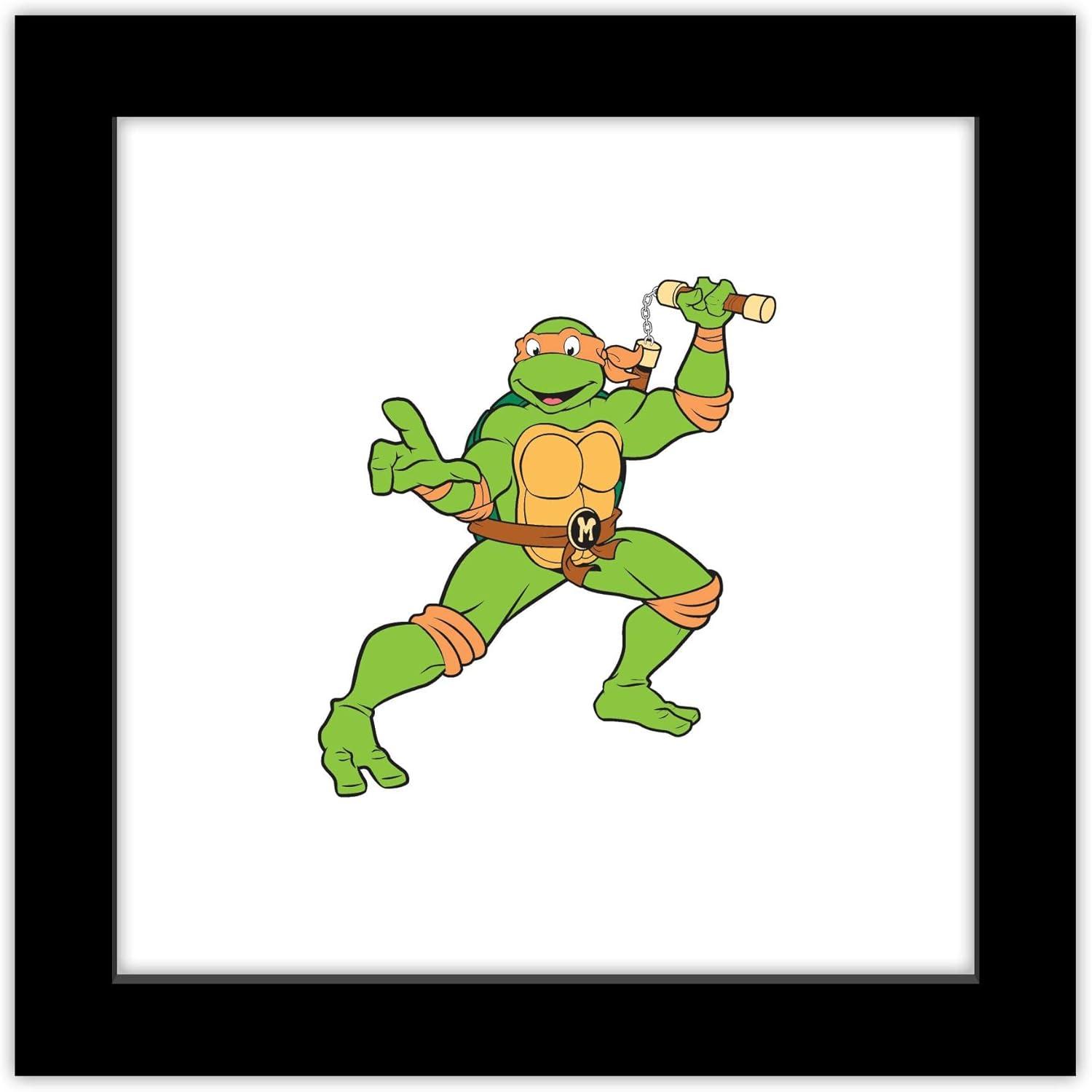 Gallery Pops Nickelodeon Teenage Mutant Ninja Turtles - Michelangelo Wall Art, Black Framed Version, 12" x 12"