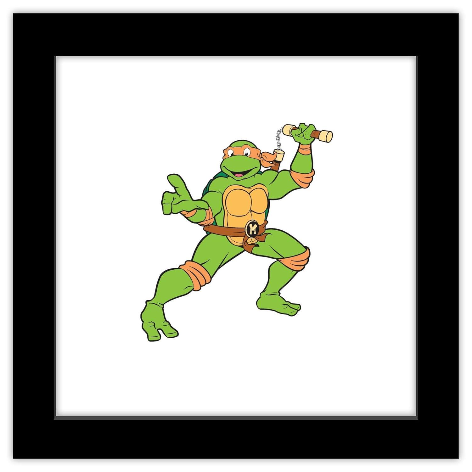 Gallery Pops Nickelodeon Teenage Mutant Ninja Turtles - Michelangelo Wall Art, Black Framed Version, 12" x 12"