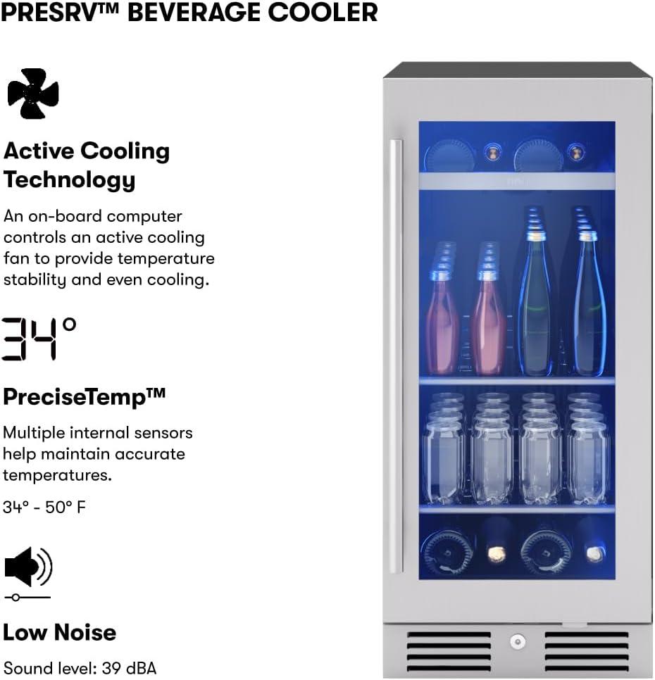 Zephyr Zephyr Presrv 15" 4-Bottle and 64-Can Single Zone Beverage Cooler