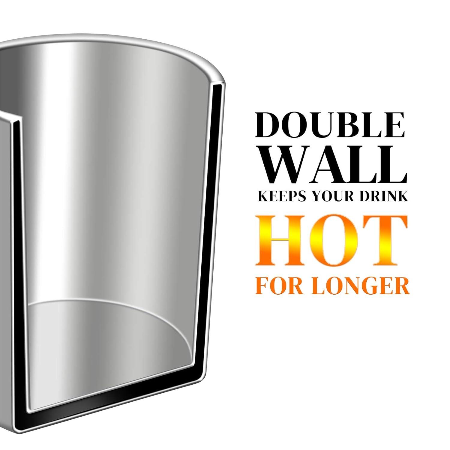 2 Packs 400ml Stainless Steel Double Wall Mug,Travel Camping Mug,Suitable for Coffee, Milk,Juice,Tea and other Cold or Hot Drinks