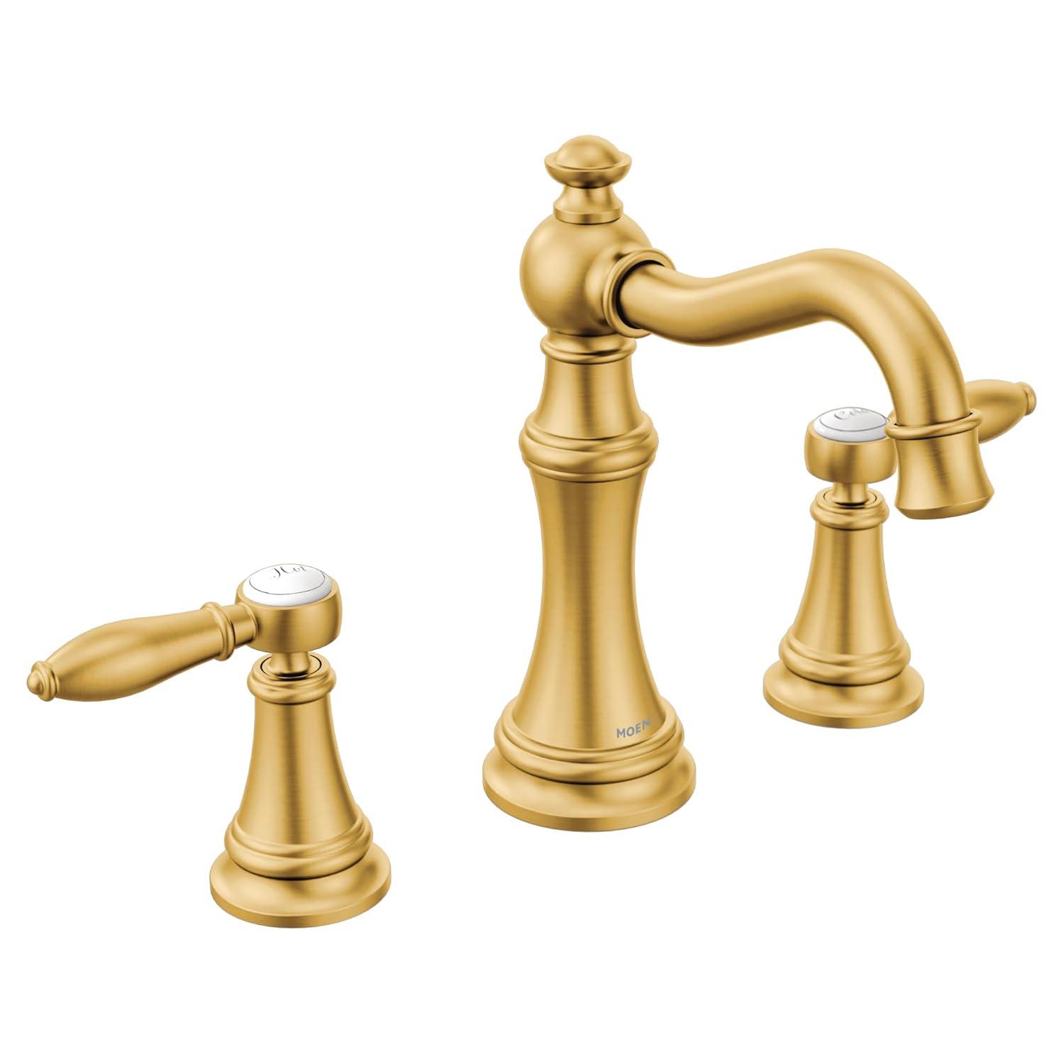 Moen Weymouth High Arc Widespread Bathroom Faucet with Drain Assembly TS42108ORB-9000-L