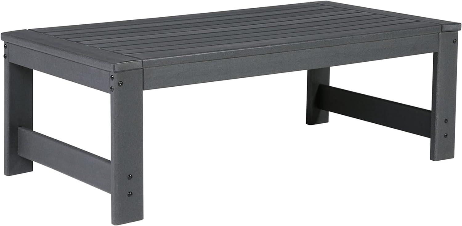 Charcoal Gray Rectangular HDPE Outdoor Coffee Table