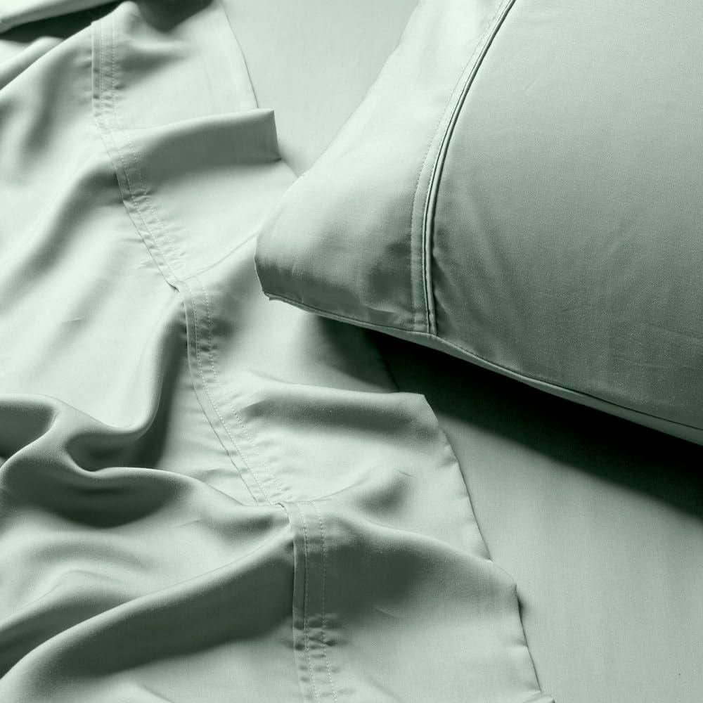 Olive + Crate Tencel Eucalyptus Pillowcases - 100% Tencel Lyocell Cooling Pillow Cases for Hot Sleepers, Hypoallergenic, Moisture-Wicking, Silk Alternative, Vegan, Standard Size Set of 2 [Spring Sage]