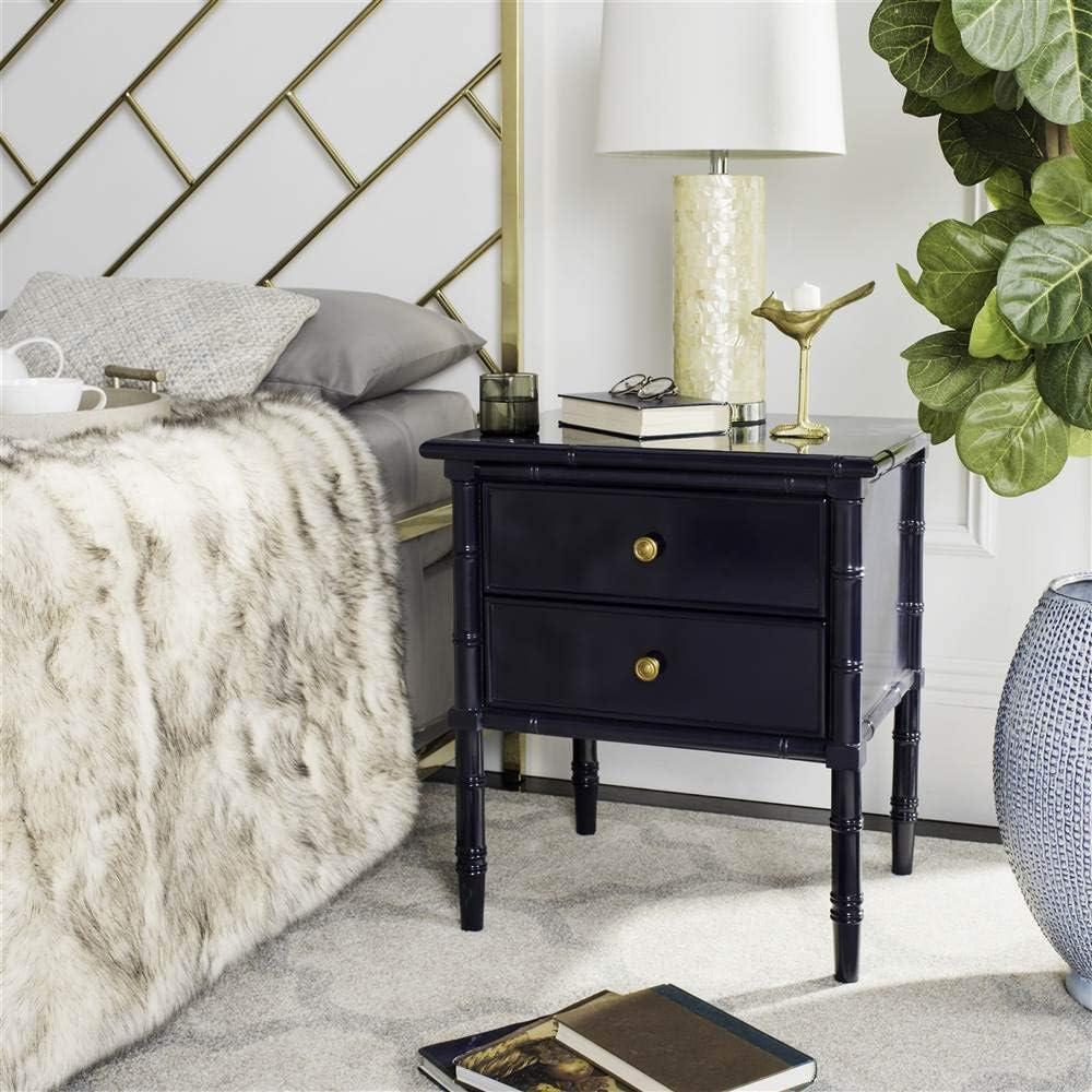 Comfort Pointe Ellison Nightstand Midnight Blue: Coastal Style, 2 Drawers, MDF & Poplar Frame, 25"H x 23"W