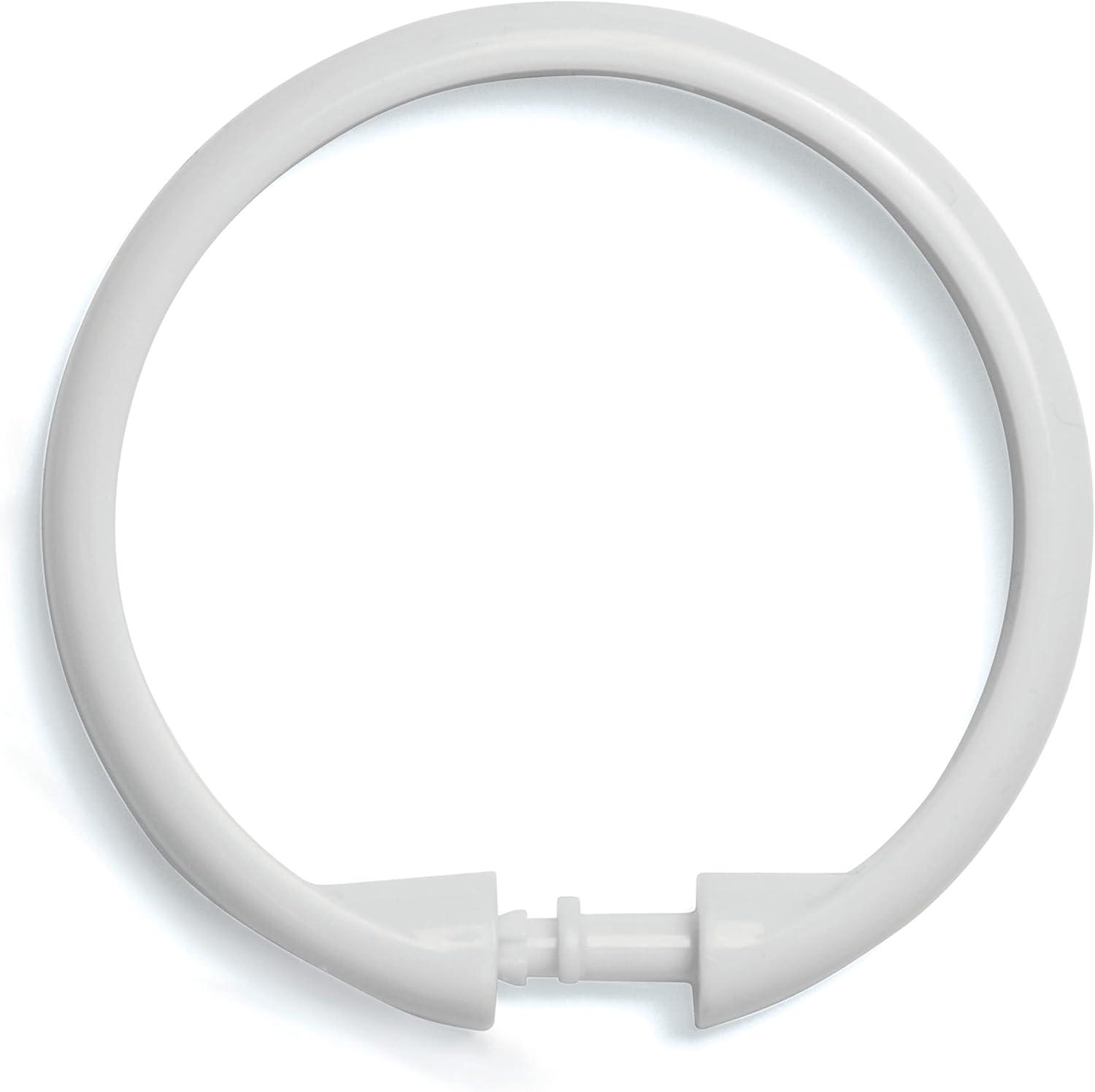 Kenney Rust-Proof Smooth Plastic Shower Curtain Rings, Set of 12, White