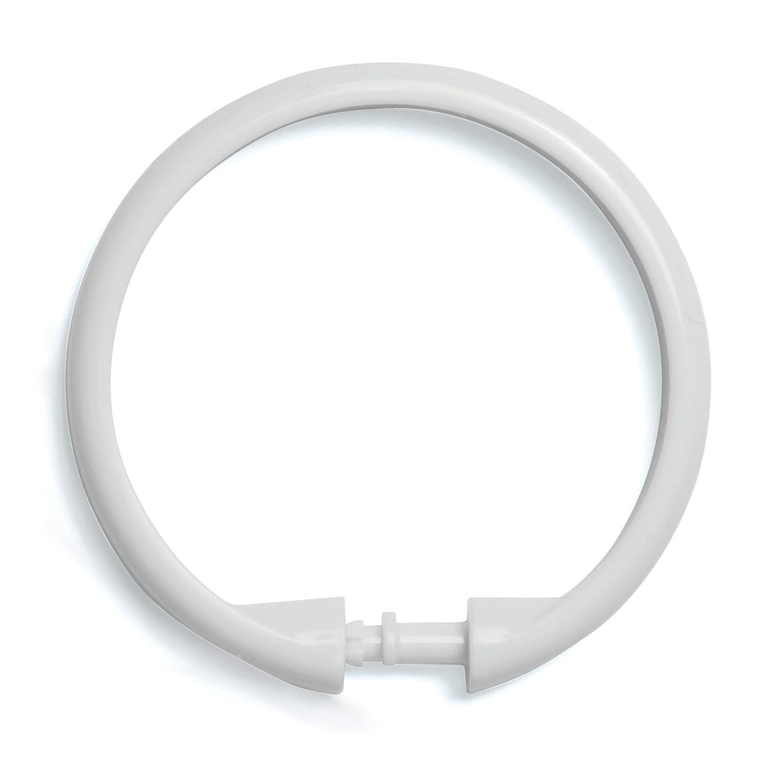 Kenney Rust-Proof Smooth Plastic Shower Curtain Rings, Set of 12, White