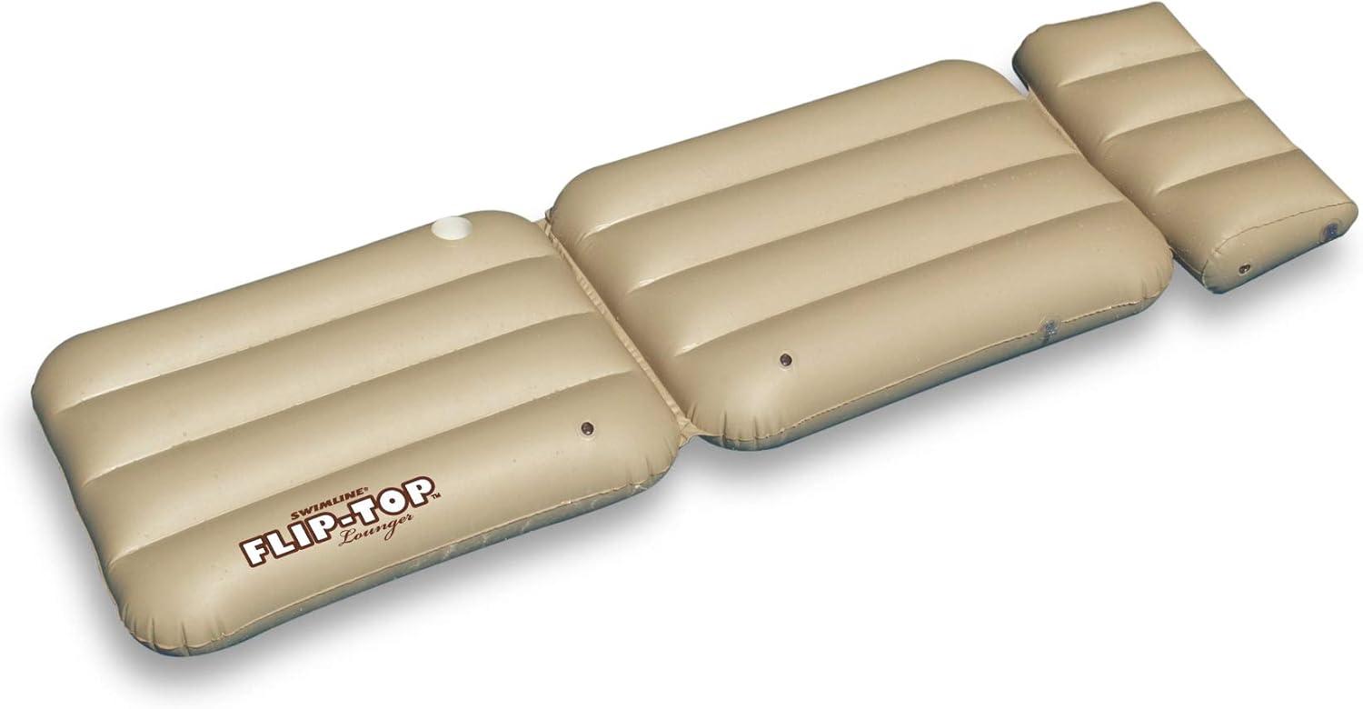 Swimline 88" Adjustable Flip-Top Inflatable Swimming Pool Lounger Raft - Beige