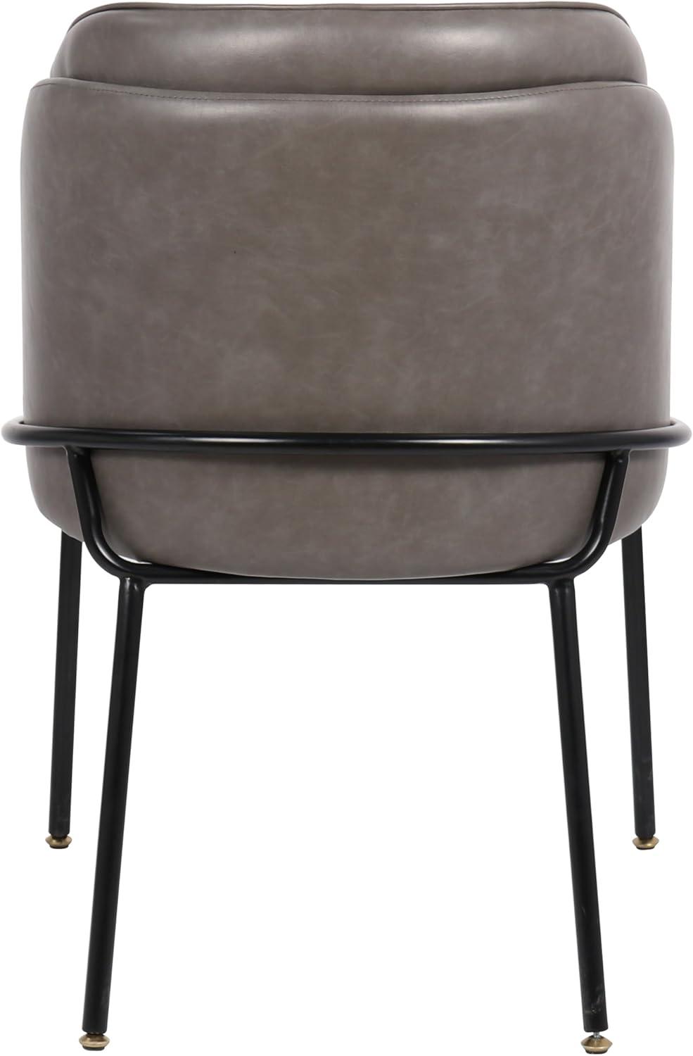 Gray Faux Leather Upholstered Side Chair with Metal Legs