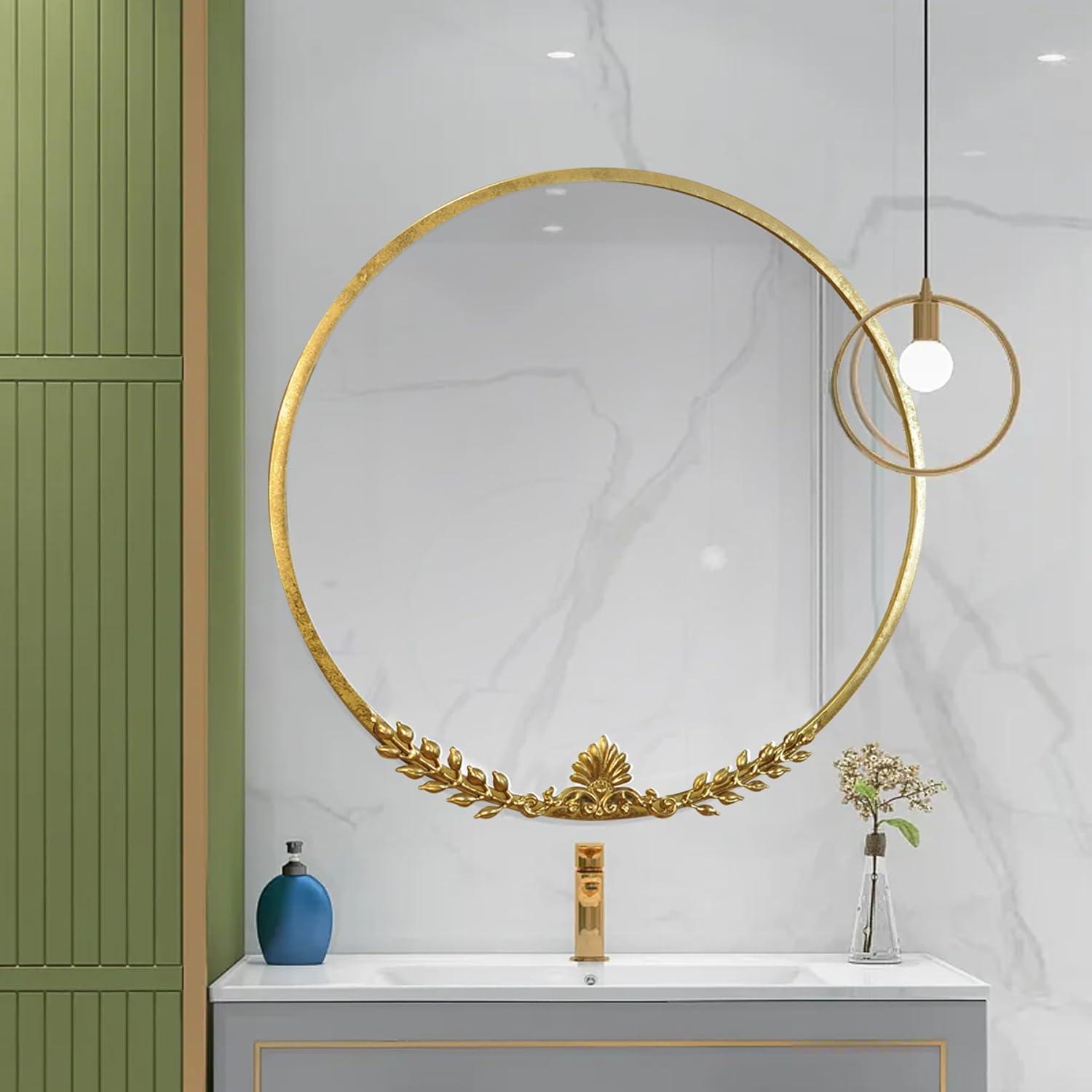 Beautiful Round Ornate Gold Frame Mirror 24" by Drew Barrymore