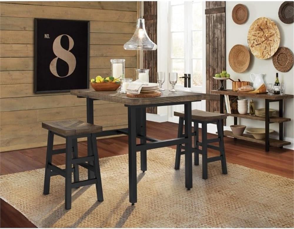 26" Pomona Reclaimed Wood Counter Height Barstool with Metal Legs Brown - Alaterre Furniture