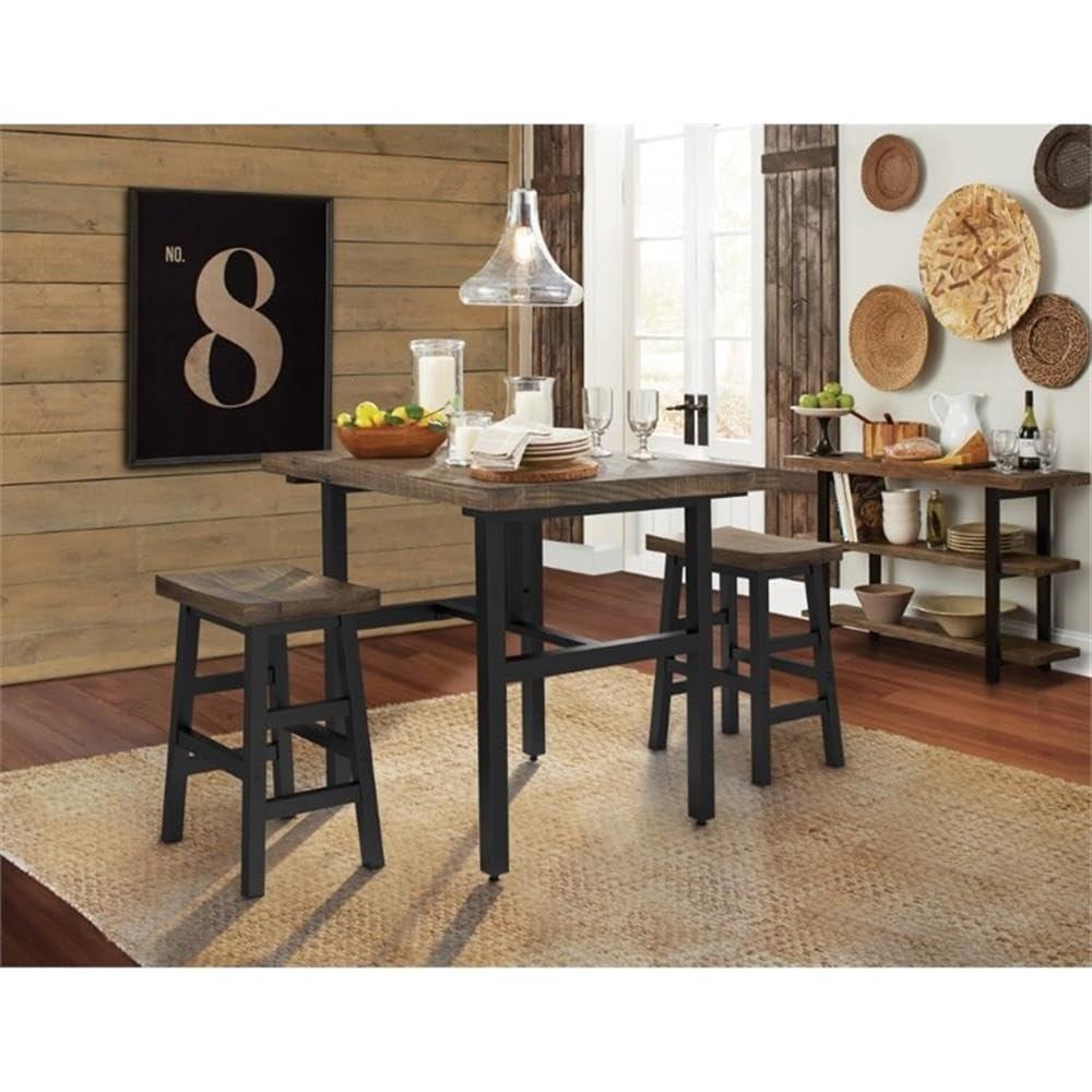 26" Pomona Reclaimed Wood Counter Height Barstool with Metal Legs Brown - Alaterre Furniture