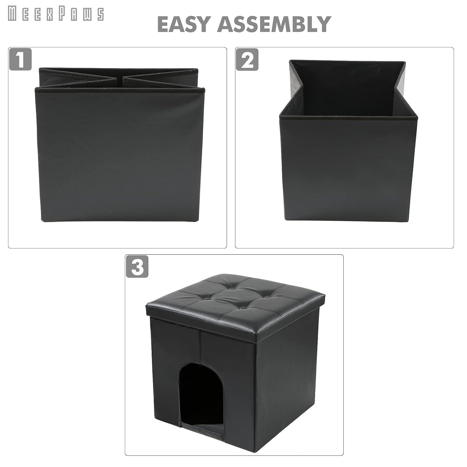 MEEXPAWS Cat Litter Box Enclosure Furniture Hidden, Cat Washroom Bench Storage Cabinet Small 19.7'' x 19.7'' x 19.7''| Dog Proof | Waterproof Inside | Easy Clean | Easy Assembly | Odor Control(Grey)