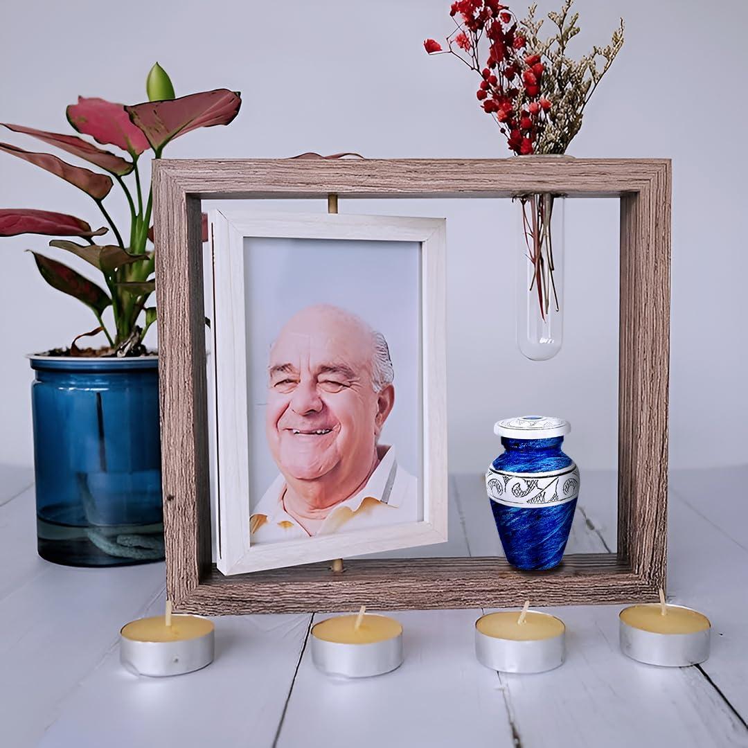 AmericUrn Set of 6 Urn for Ashes Adult Male with 1 Large Blue Urn 4 Small Keepsakes & 1 NecklaceUrn