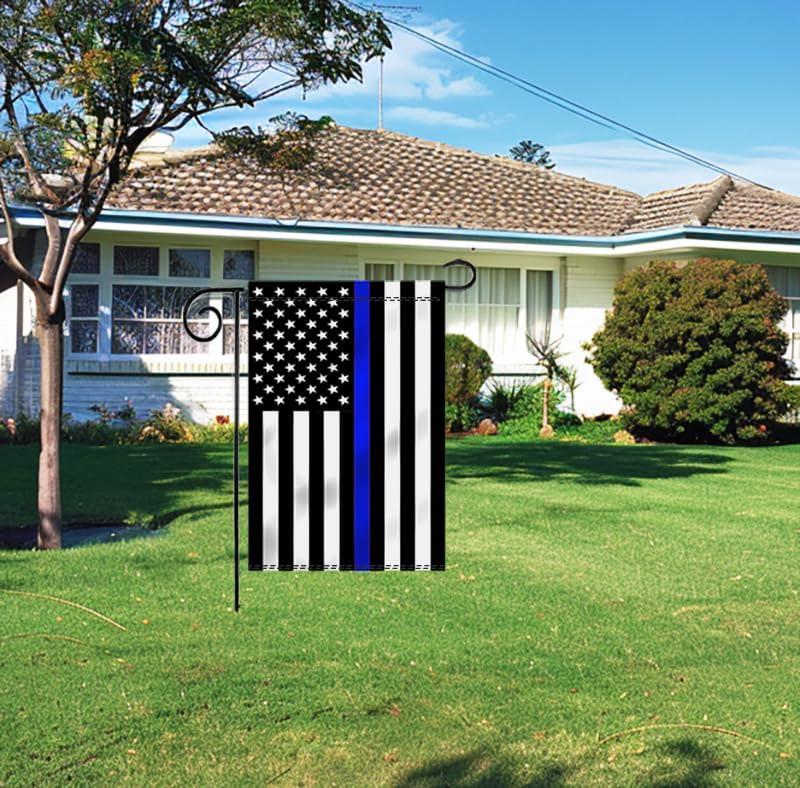 ERT Thin Blue Line Garden Flag Double sided 12.5 x 18 Inch Police Flag American Flag Made by Oxford lawn decoration Outdoor Indoor