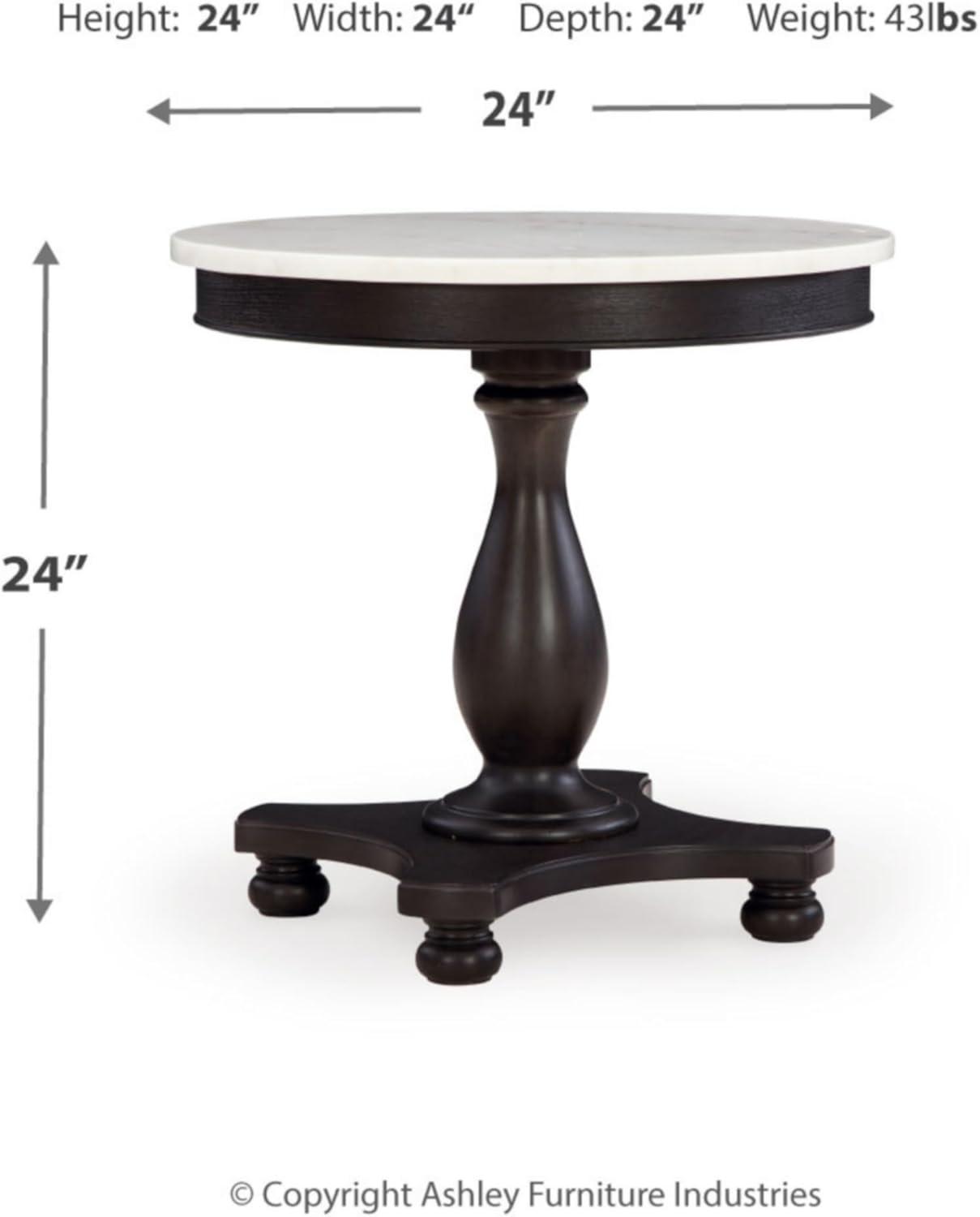 Henridge Black and White Wood Stone Accent Table