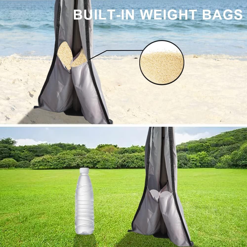 Khaki Compact Pop-Up Canopy Tent with Weight Bags, 8x8 ft